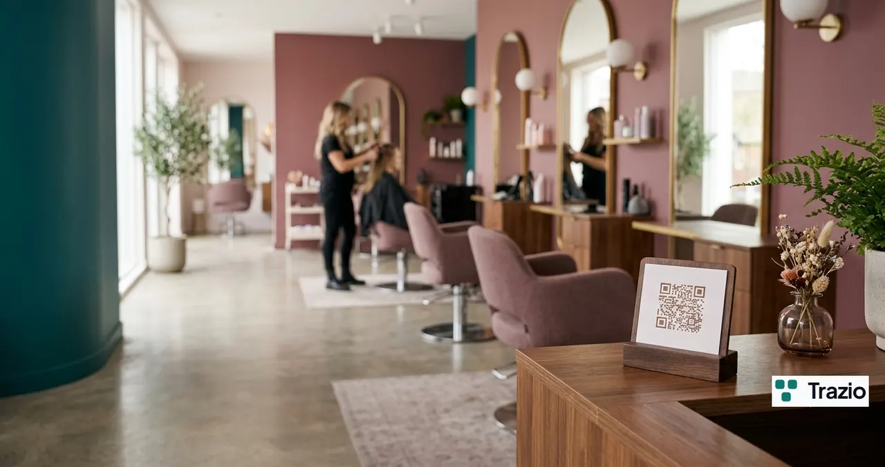 Código QR dinámico de Trazio en un entorno de Belleza y estética