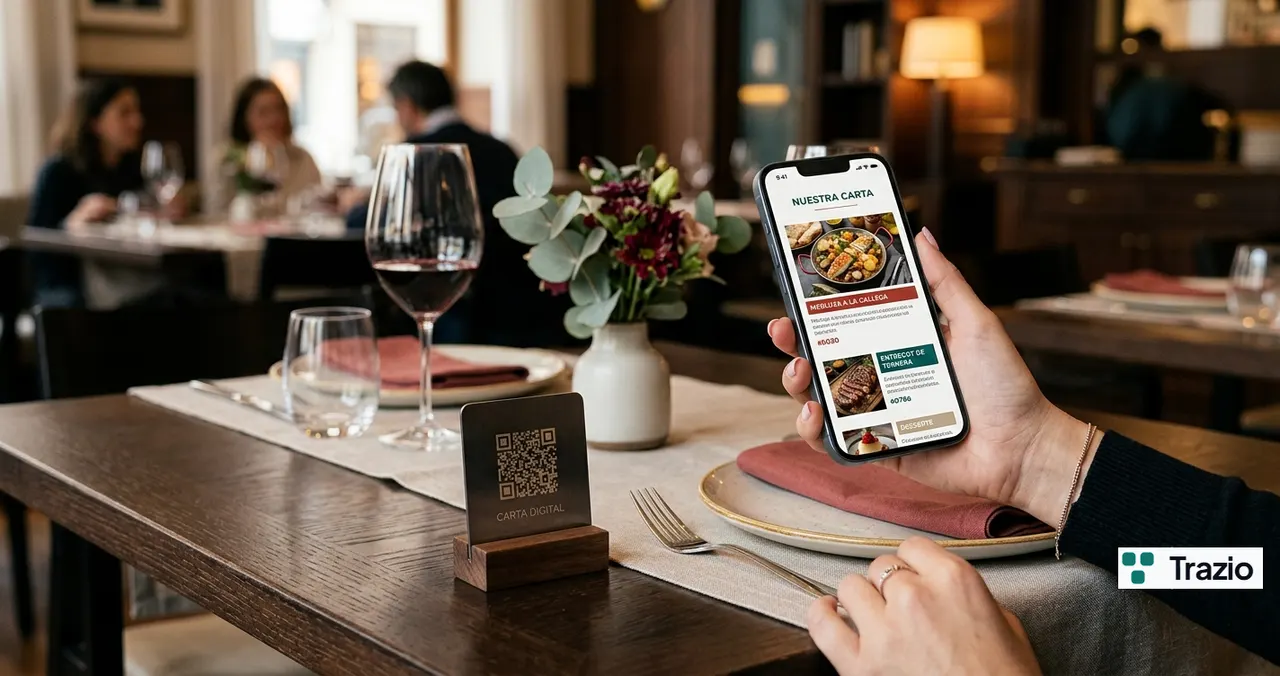Código QR dinámico de Trazio en un entorno de Hostelería