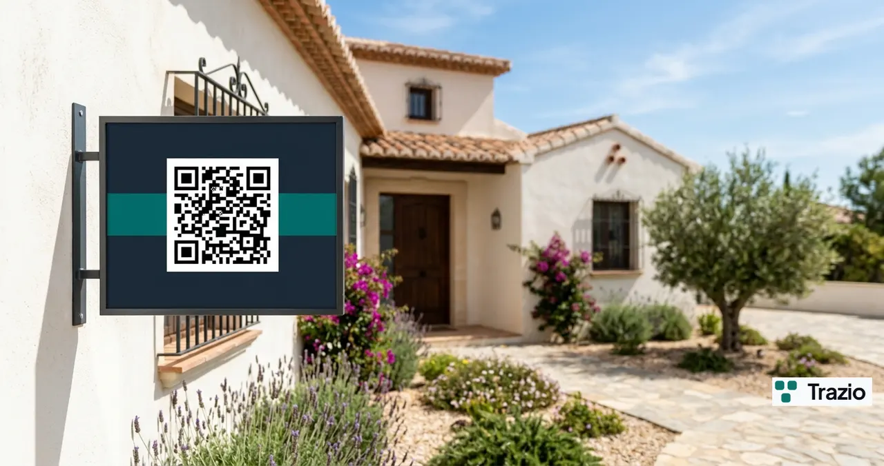 Código QR dinámico de Trazio en un entorno de Inmobiliaria y vehículos