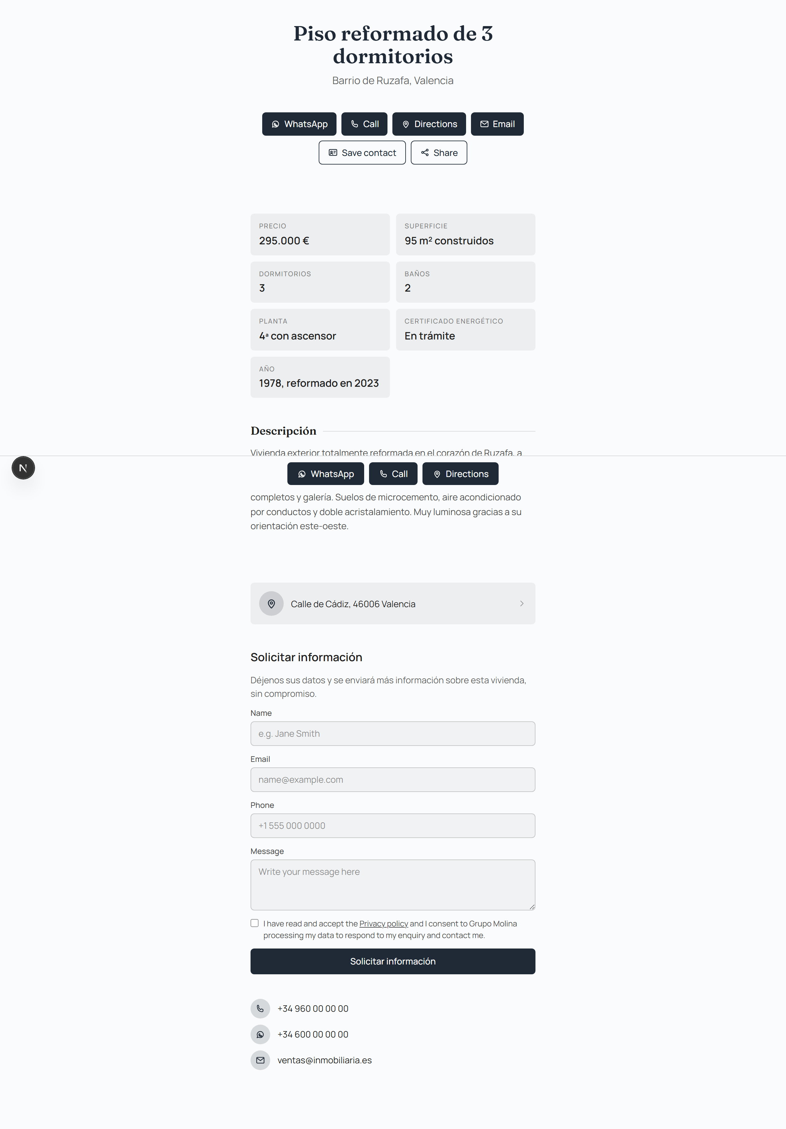 This is how the record looks to someone scanning the code on their phone: a direct link to the information, with no app to install.