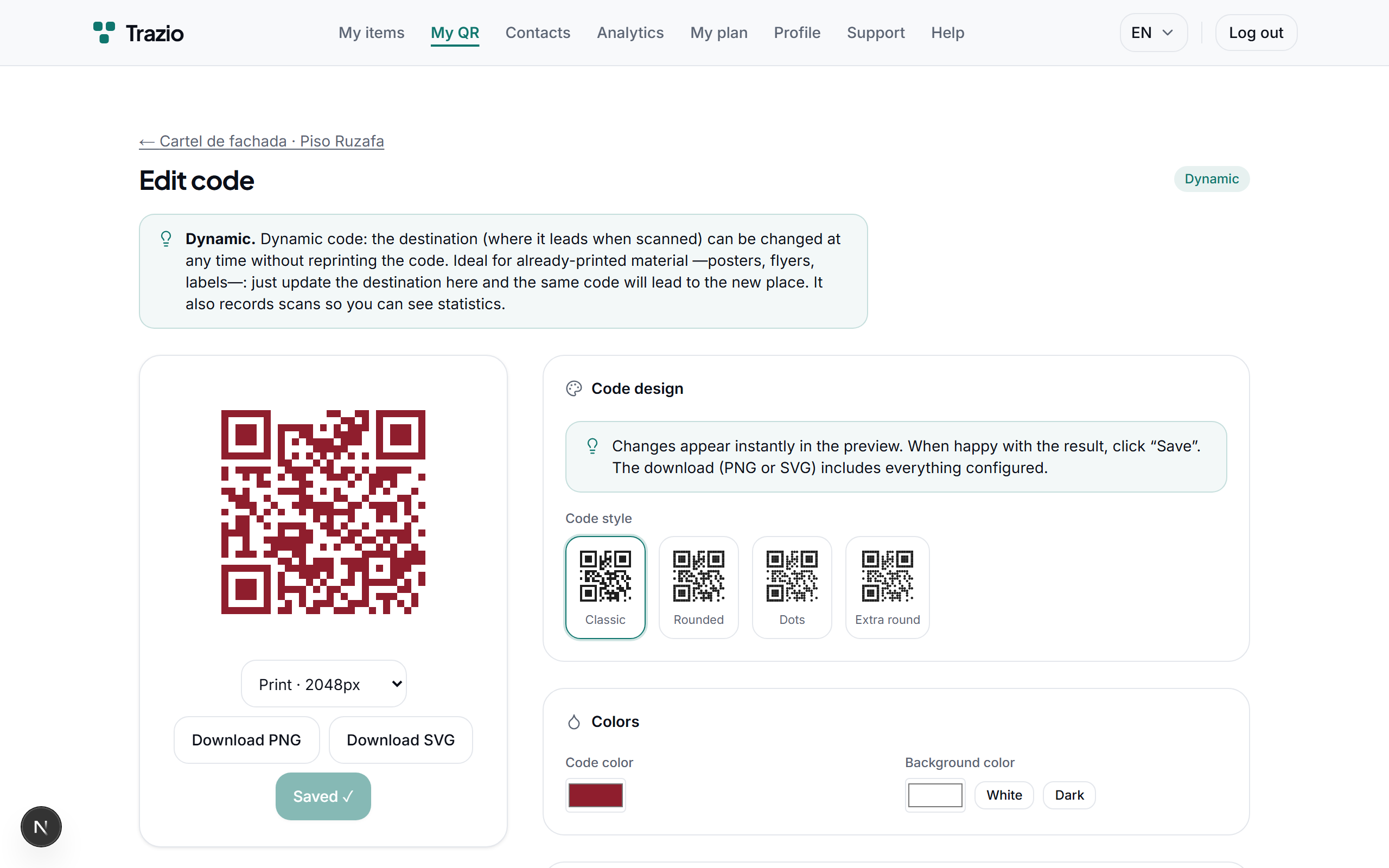 Enter the new destination (another record or a web address) and save. The change applies instantly for anyone who scans the code.