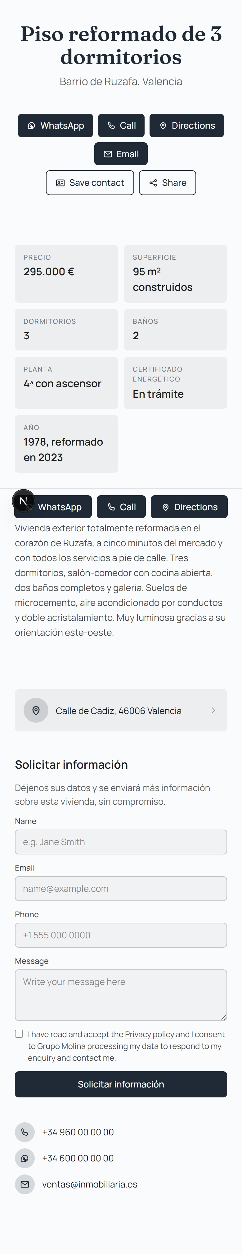 This is how the record looks to someone scanning the code on their phone: a direct link to the information, with no app to install.