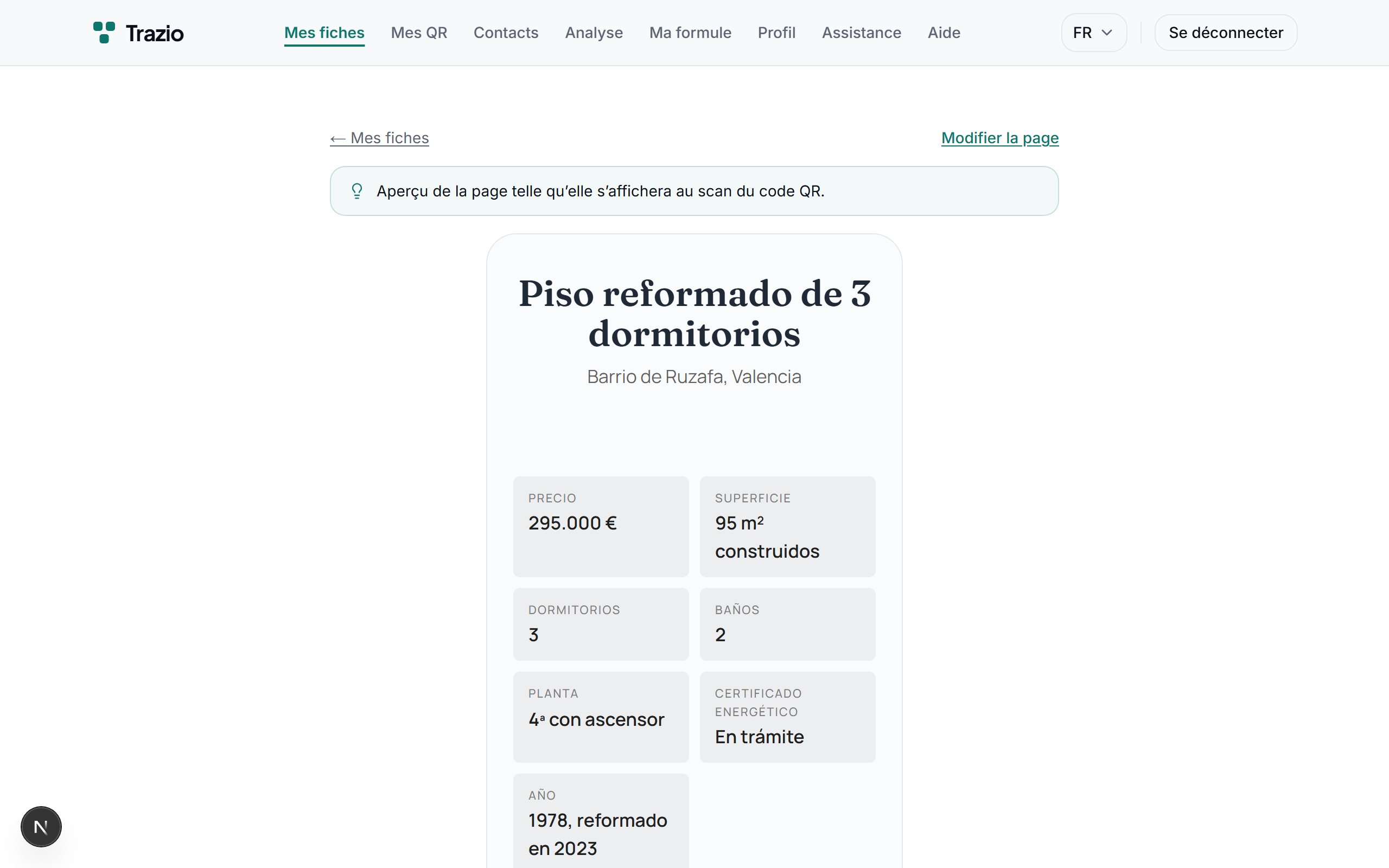 Chaque fiche rassemble son contenu au même endroit : titre, description, images et informations utiles. Tout se gère depuis votre compte Trazio.