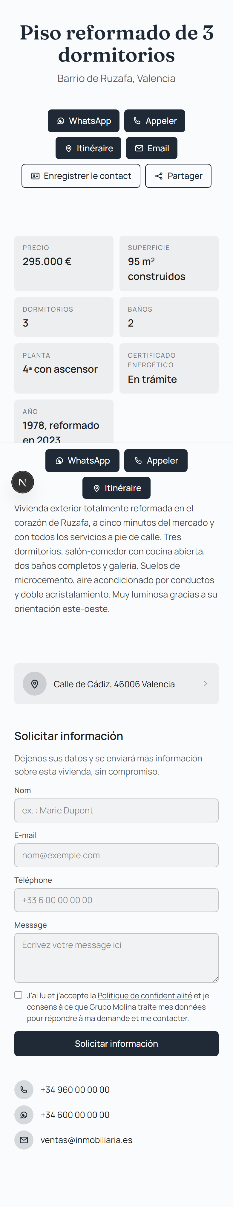 Voici comment la fiche apparaît à la personne qui scanne le code depuis son mobile : un lien direct vers l'information, sans avoir à installer la moindre application.
