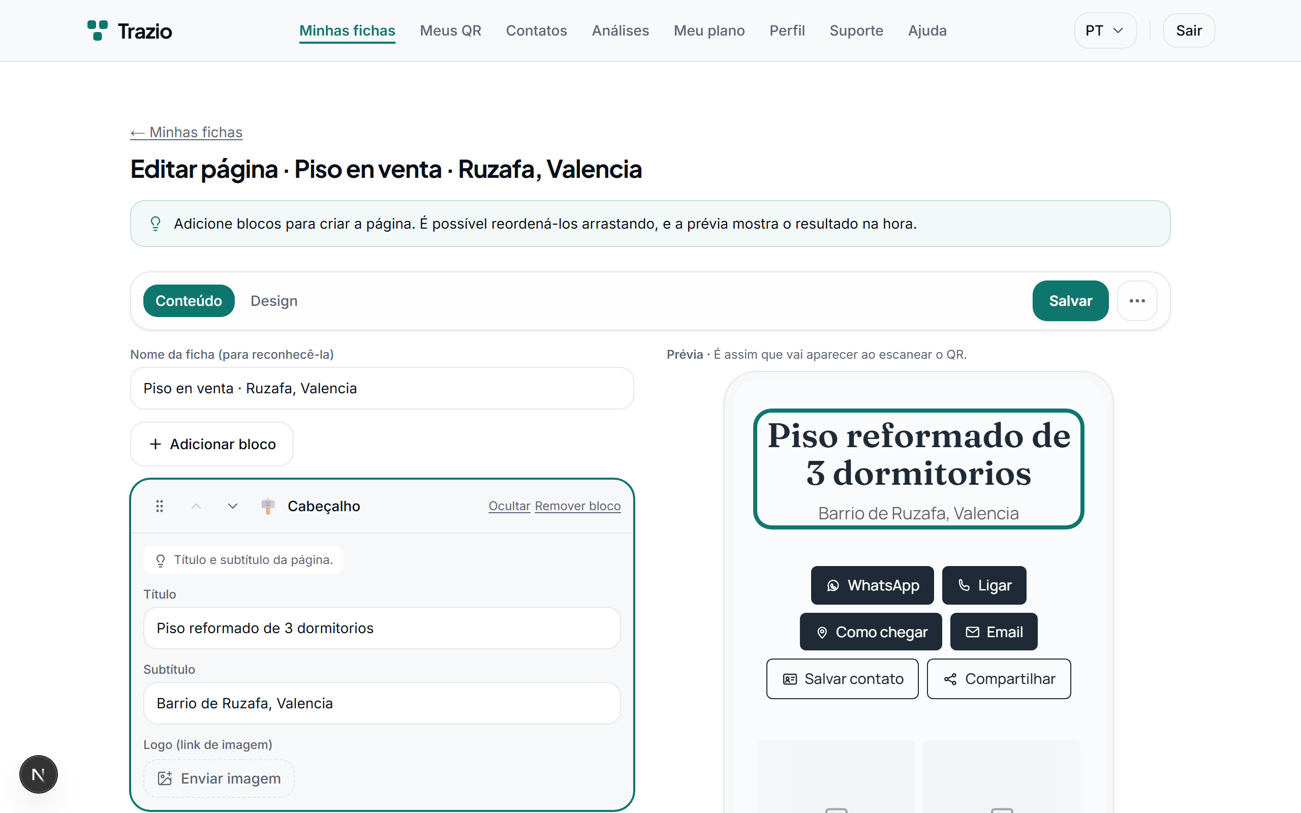 No editor preenchem-se o título, a descrição e as imagens. Cada campo pode ser modificado as vezes que forem necessárias antes de publicar.